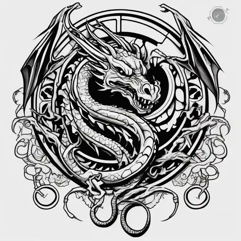 Horror dragon tattoo with cancer zodiac sign on background half sleeve tattoos for men